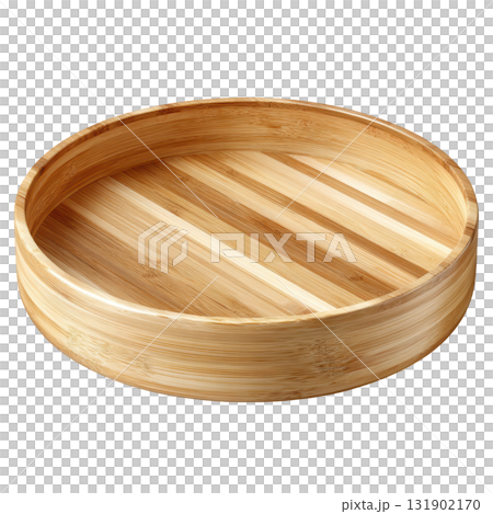 Round bamboo tray with smooth surface and natural finish designed for serving, decoration, or organizing food items Round bamboo tray with smooth surface and natural finish designed for serving, decoration, or organizing food items 131902170