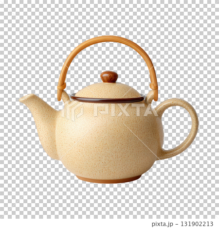 Elegant Ceramic Teapot with Bamboo Handle and Spot Finish for Functional and Decorative Use in Kitchen or Dining Setting 131902213