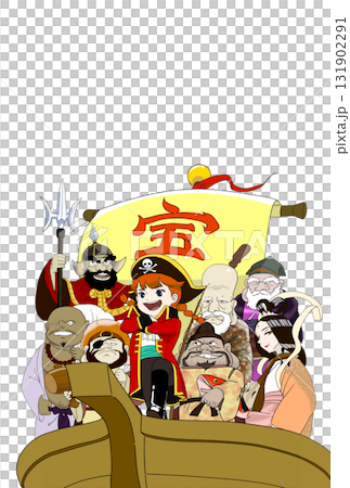 年賀状素材 七福神を手下にまとめる少女海賊王 年賀状素材 七福神を手下にまとめる少女海賊王 131902291