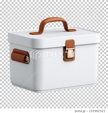 Elegant White Storage Box with Brown Handle for Organizing Items in Home or Office Spaces 131902321