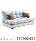 Plush Blue Futon Sofa with Cozy Brown Cushions Ideal for Modern Living Room Decor 131902434