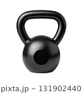 Glossy Black Kettlebell Isolated on White Background for Fitness and Strength Training Workouts 131902440