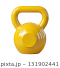 Bright Yellow Kettlebell for Home Workouts, Gym Equipment, Fitness Training, Exercise Tool, Health and Wellness 131902441