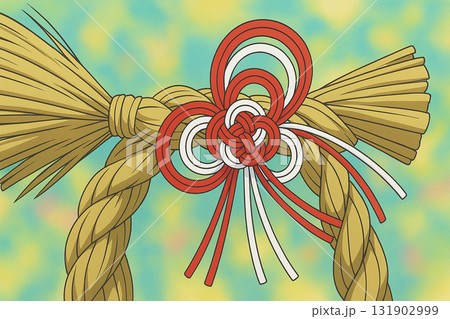 稲わらの質感が映えるしめ飾り 131902999