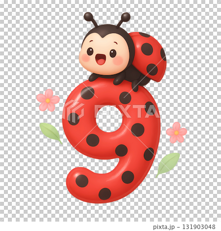 3D ladybug number nine 131903048