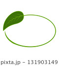 Green Leaf with Open Oval frame banner Eco Symbol, eco friendly emblem 131903149