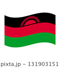 Waving Malawi Flag with Rising Sun Symbol 131903151
