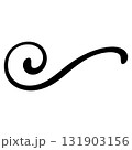 Elegant black flourish swirl curl spiral curve, minimal decorative line art 131903156