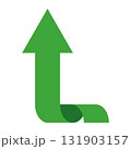 Bold green arrow rising with semicircle accent, Upward Green Arrow 131903157