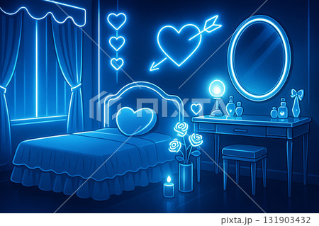 青いネオンの部屋 131903432