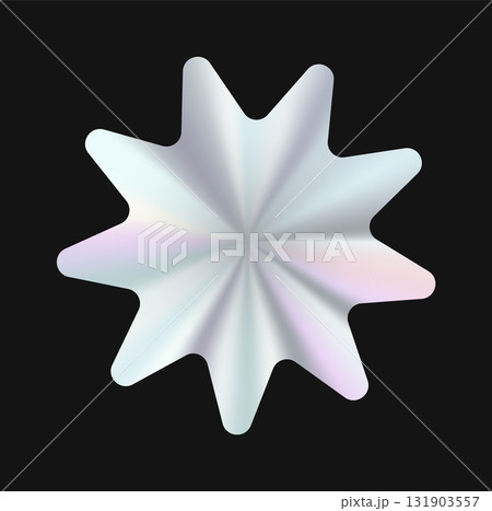 holographic gradient badge with a radiant metallic glow on a dark background. Perfect for futuristic branding, digital designs, and modern aesthetics 131903557
