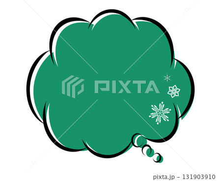 冬 雪の結晶デザインのアメコミ風吹き出し 色ずれ モコモコ 緑 冬 雪の結晶デザインのアメコミ風吹き出し 色ずれ モコモコ 緑 131903910