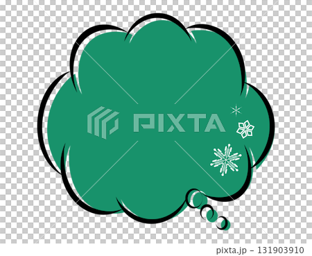 冬 雪の結晶デザインのアメコミ風吹き出し 色ずれ モコモコ 緑 冬 雪の結晶デザインのアメコミ風吹き出し 色ずれ モコモコ 緑 131903910