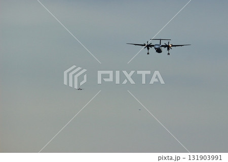 大阪国際空港　ANA　ボンバルディア　DHC8-Q400 プロペラ機　着陸態勢　千里川尻 131903991
