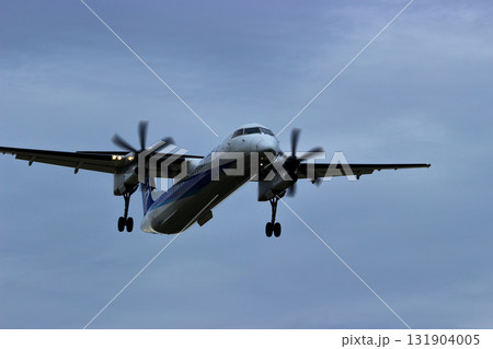 大阪国際空港　ANA　ボンバルディア　DHC8-Q400 プロペラ機　着陸態勢　千里川尻 131904005