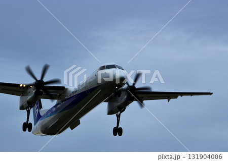 大阪国際空港　ANA　ボンバルディア　DHC8-Q400 プロペラ機　着陸態勢　千里川尻 131904006