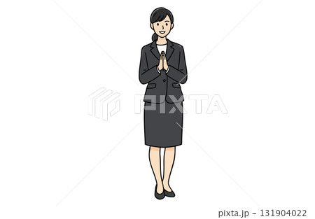 拍手して喜ぶビジネスウーマン（全身・シンプルカラー） 131904022