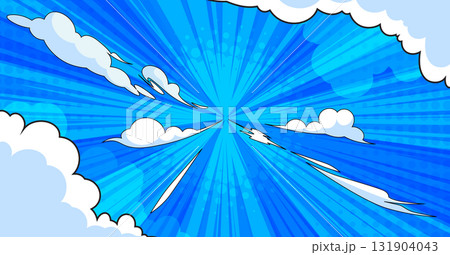 Comic cloud superhero burst with blue radial rays 131904043