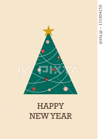 Christmas winter card. Greeting template with Happy New Year type, festive holiday art and xmas 131904250