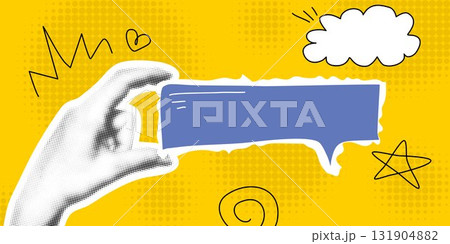Hand holding dialog box Vector 131904882