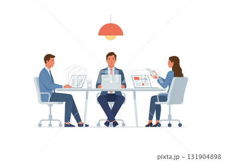 会議室でのビジネスミーティングのイラスト 131904898