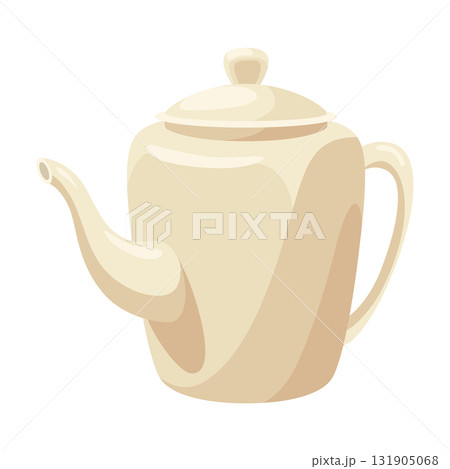 Tea brewing icon. Accessories for tea party. Traditional and cozy tea drinking. Element for aromatic hot drink. Flat vector illustration isolated on white background 131905068