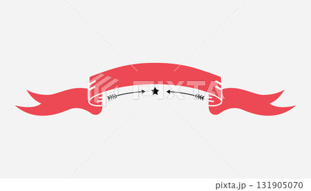 Retro red ribbon. Icon on white background. Curved textile symbol. Flat vector isolated banner Retro red ribbon. Icon on white background. Curved textile symbol. Flat vector isolated banner 131905070