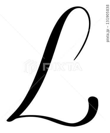 Calligraphic vector hand drawn letter L forming ornate monogram with decorative design and flourish elegant scroll 131905838