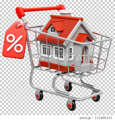 House in Shopping Cart Real Estate Purchase Concept 131906125