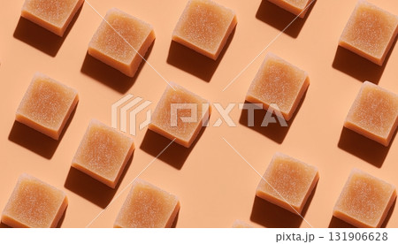 Brown sugar cube sweetener for delicious food and drink pattern background 131906628