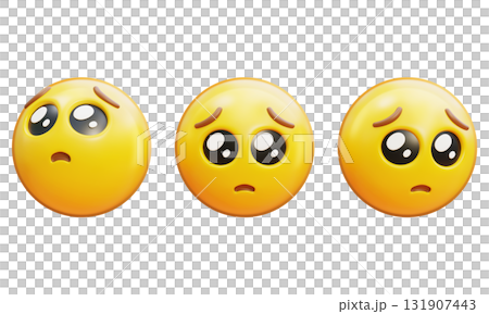 Three Pleading Face Emoji 3D graphic 131907443