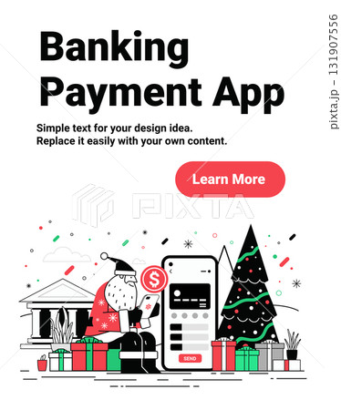Santa banking payment app Christmas digital transaction concept Santa using smartphone near Christmas tree gifts bank building festive decorations Santa banking payment app Christmas digital transaction concept Santa using smartphone near Christmas tree gifts bank building festive decorations 131907556
