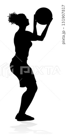 Silhouette Woman Female Sports Basketball Player 131907817