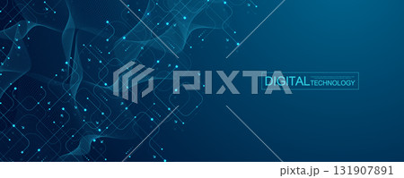 Motherboard technology circuit board background texture design. Creative idea AI banner concept for internet technology. Digital motherboard concept for poster, cover, banner, header, web template 131907891