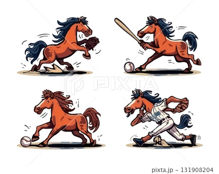 野球をイメージした馬のイラスト 野球をイメージした馬のイラスト 131908204