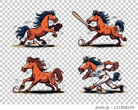 野球をイメージした馬のイラスト 野球をイメージした馬のイラスト 131908204