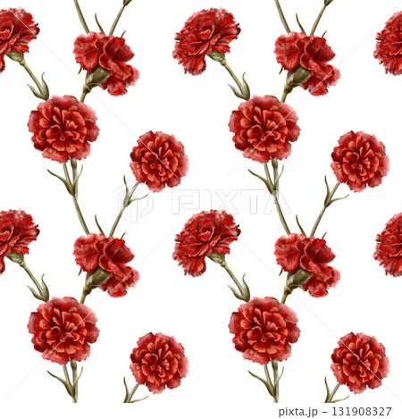 Red carnation flower in seamless pattern as a symbol of the Portuguese revolution on April 25, 1974,symbol of freedom from totalitarian regime in the state Isolated Watercolor clipart in vintage style Red carnation flower in seamless pattern as a symbol of the Portuguese revolution on April 25, 1974,symbol of freedom from totalitarian regime in the state Isolated Watercolor clipart in vintage style 131908327