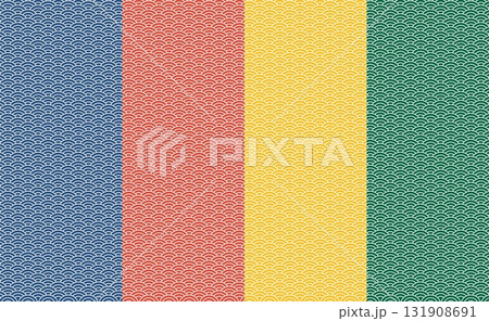 カラフルな青海波模様(Japanese Seigaiha Pattern) 131908691
