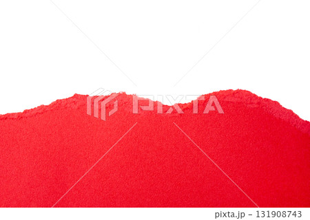 Red torn cardboard on a white background 131908743
