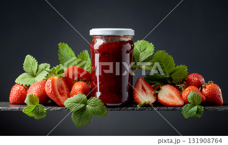 Strawberry jam and fresh berries. Strawberry jam and fresh berries. 131908764