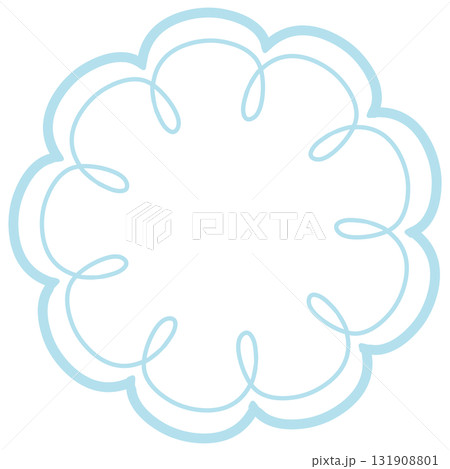 薄い水色のくるくるした花の形のフレーム 131908801