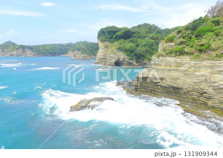 勝浦海中公園の海岸線 131909344