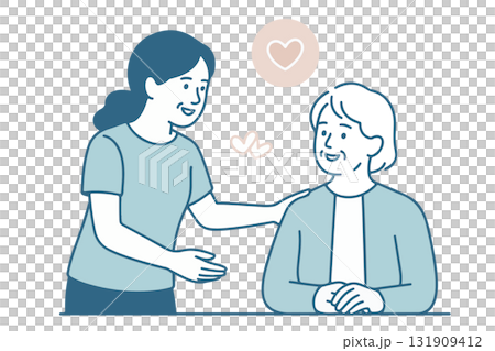 Illustration of a caregiver and elderly people supporting home care Illustration of a caregiver and elderly people supporting home care 131909412