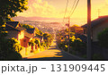 夕暮れの住宅街と坂道の風景 131909445