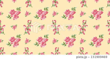 Chintz seamless spring vector pattern with retro floral motif for dress fabric Chintz seamless spring vector pattern with retro floral motif for dress fabric 131909469