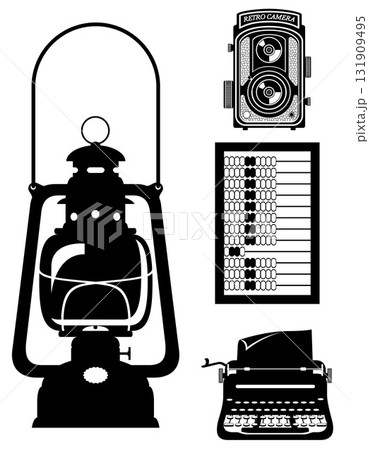 items retro old vintage icons black silhouette cartoon stock vector illustration items retro old vintage icons black silhouette cartoon stock vector illustration 131909495
