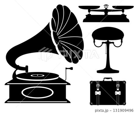 items retro old vintage icons black silhouette cartoon stock vector illustration items retro old vintage icons black silhouette cartoon stock vector illustration 131909496