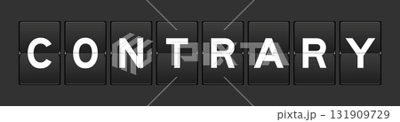 Black color analog flip board with word contrary on gray background 131909729