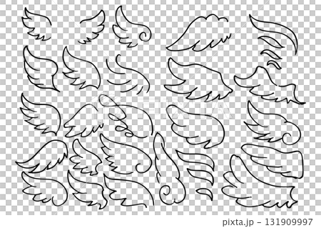 Cute angel wings vector set | Heart, frame, Valentine's Day, wedding decoration material 131909997