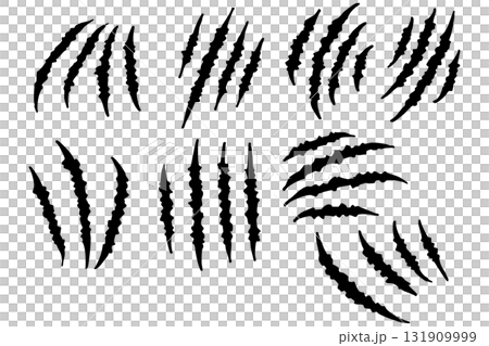 Claw marks, wounds, and cuts vector set | Horror, action, Halloween design material Claw marks, wounds, and cuts vector set | Horror, action, Halloween design material 131909999